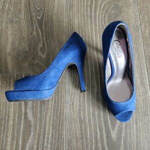 Candies Blue Suede Pumps